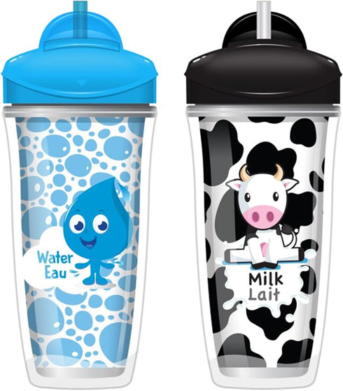 Playtex Baby Sipsters Stage 3 - Spill-Proof, Leak-Proof, Insulated Toddler Straw Sippy Cups, 9 Oz, 2 Count