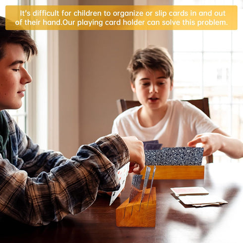 Set 2(Orange) Card Holders for Playing Cards Holder Stand Wood Playing Card Holder for Kids Canasta Holder for Adults