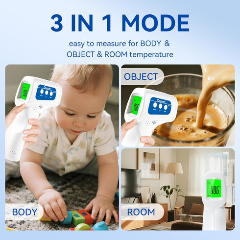 Berrcom Thermometer, 3 in 1 Contactless Infrared Fever Check for Forehead, Ideal for Baby, Kids, Adults (White)