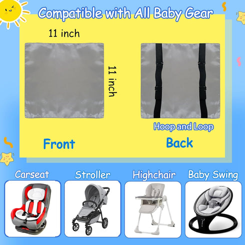 Josuyofo 2 Pack Satin Car Seat Headrest Cover for Babies, Soft Silk Feeling Hair Protector for Infant Car Seats