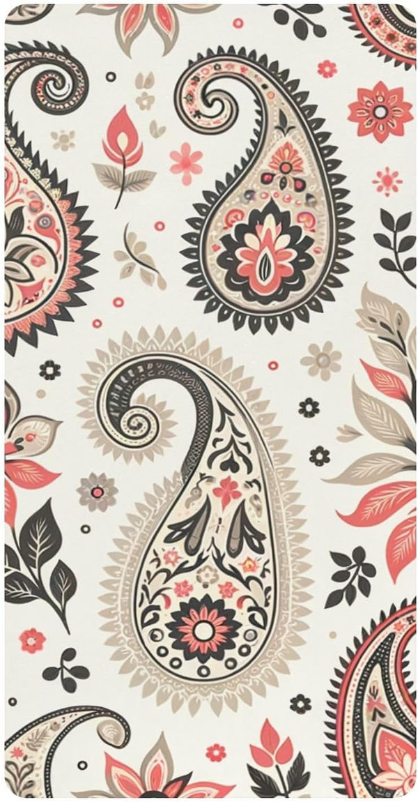 CZXW Floral Paisley Beige Crib Sheets Fitted 52" x 28" Natural Cotton Soft