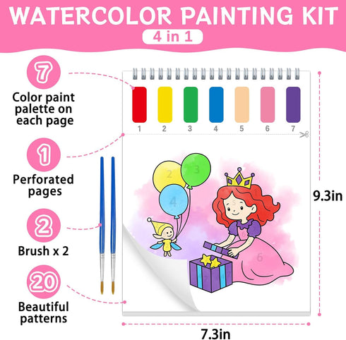 SOCOLER 1-3, 4-8 Paint with Water Coloring Books for Toddlers,Princess and Party Theme Mess Free Watercolor Painting