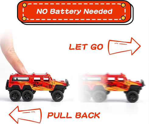 Diecast Toy Trucks 4 Pack, Pull Back Toy Cars with Openable Doors for Boys and Toddlers (Colorful)