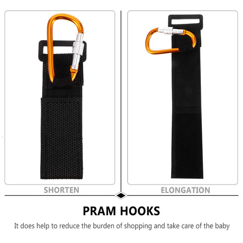 SWETRACE 2pcs Stroller Hooks Aluminum Alloy with Pu Strap, Anti-Slip Pram Clips for Diaper Bags and Grocery, Universal
