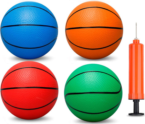 6 INCH PVC Mini Basketball for Indoor Mini Hoops, Soft Rubber Small Replacement Basketballs, 4 PCS with Pump