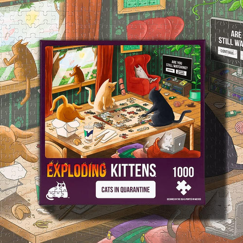 Exploding Kittens Puzzle: Cats in Quarantine, 1000 Pieces for Ages 14 and Up