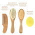 Baby Hair Brush and Comb Set (4-Piece) for Newborn - Wooden Baby Hairbrush Set,A Beechwood Brush, Baby Airbag Brush, Beech Handle Brush, and Prevent Cradle Cap Silicone Brush - Ideal Registry Gift