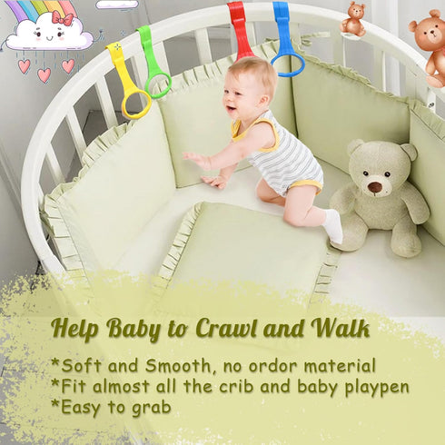 Generic 4 Baby Pull Up Ring Learn to Walk Stand Up Assist, Universal for Baby Playpen or Crib - Colors