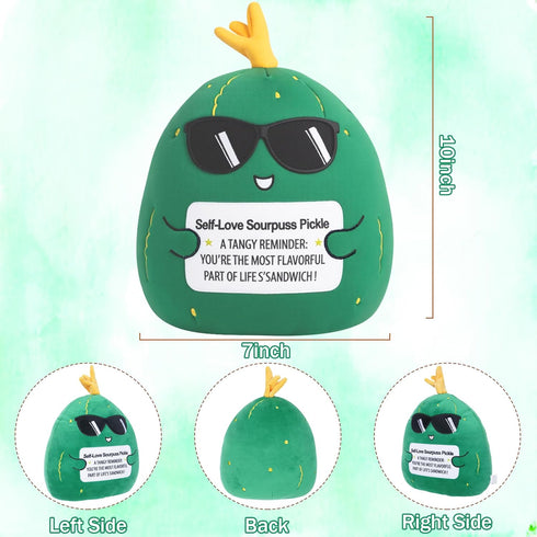 10 Inch Cucumber Plush Pickle Stuffed Animal - Emotional Support Stress Relief Home Decor Soft Plushie Toy for Bedroom