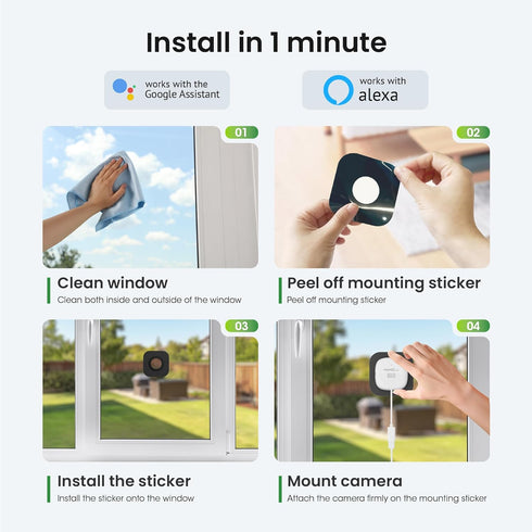 HOMIQ LIFE 3MP 2K, 2.4GHz/5GHz 24/7 Window Security Camera Indoor WiFi Cameras with Colorvue AI Color Night Vision