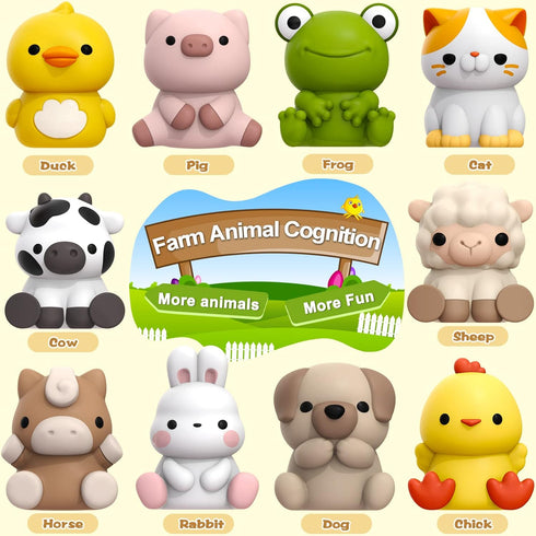 20Pcs Montessori Farm Animals Learning Toys for 1,2,3 Year Old Toddlers | Matching & Sorting Games Gift
