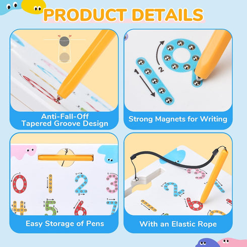 2-in-1 1-20 3-5 JoyCat Double-Sided Magnetic Number Tracing Board - Numbers Writing Toys for Toddlers & Kids, Preschool