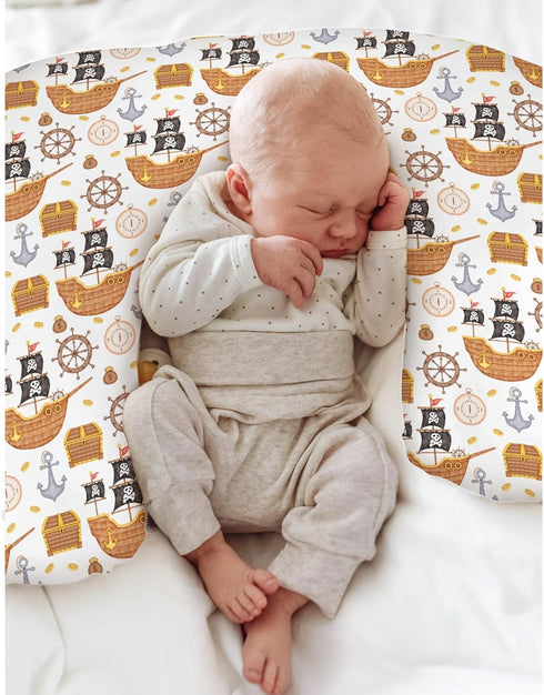 Cute Pirate Treasure Map Baby Nursing Pillow Covers for Boy Girl Pirates Ship Rudder Anchor Compass Nursing Pillowcase
