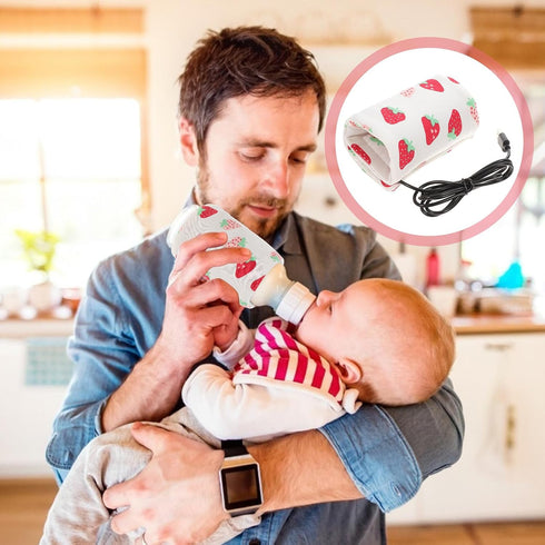 FRCOLOR USB Portable Milk Bottle Warmer Bag with Cloth Insulation Travel-Friendly Bottle Heating Sleeve USB Charging