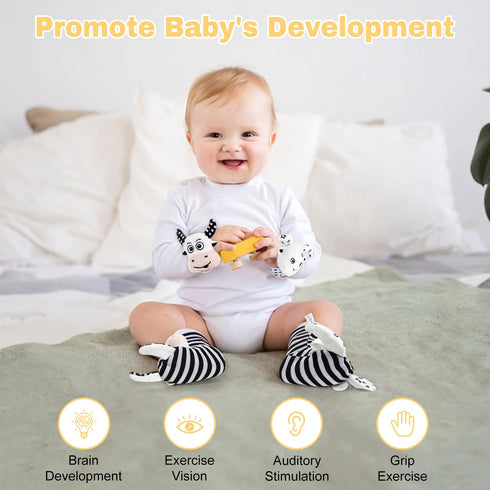 Set 0-6 iAOVUEBY Baby Shower Gifts, Baby Gift for Newborn, Black and White High Contrast Baby Montessori Toys Months