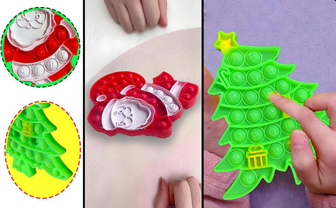 Roaqua 2 Pcs Sensory Santa Claus Christmas Tree Bubble Pop Fidget ,Push Stress Relief Educational Tool for Kids Adult