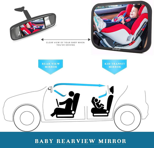 Baby Car Mirror - Most Stable Backseat Mirror with Premium Matte Finish, Secure and Shatterproof, Black