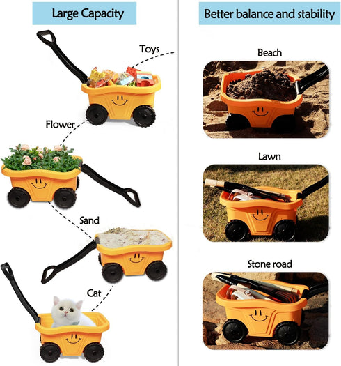 Wheelbarrow Set, Set Summer 2-5 Todders Gardening Kids Rake and Shovel for Dirt Digging, Garden Tools Equipment