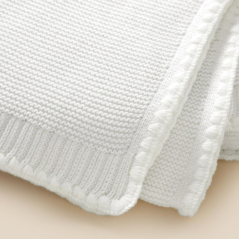 mimixiong Cotton Baby Blanket, Gender Neutral Swaddling Blanket for Nursery, 40 x 30 Inch in White
