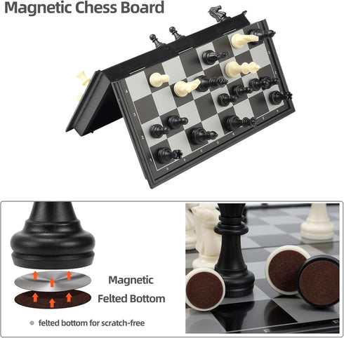 Travel Chess Set - Magnetic Portable Folding Chess Board (Medium / 9.7 Inch)