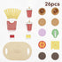 Set 26 3+, 3-8 Pillowhale Wooden Play Food for Kids - Pcs Hamburger Pretend Play Food with Fries & Drinks, Montessori