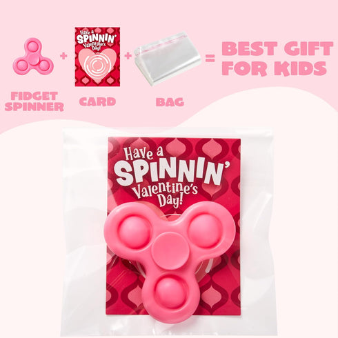 30 Packs JOYIN Valentine's Day Gift Cards with Fidgets Spinners, Pop Bubble Spinners Fingertip Toys, Stress Relief
