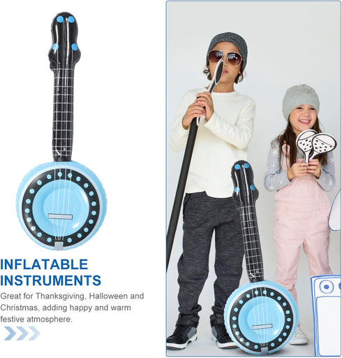 Inflatable Rock Star, 80s 90s Party Decorations, Blow Up Banjo Musical Instrument Props for Kids Party Supplies 3Pcs