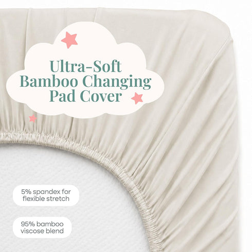 Caden Lane Changing Pad Cover, Ultra Soft, Breathable & Temperature-Regulating, Elastic Edges & Deep Pocket, Fits