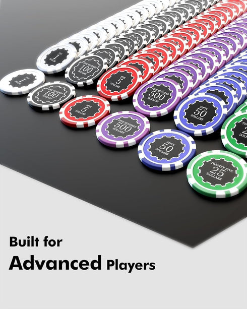 Poker Chips with Denominations - 300-pcs 11.5g Weighted Casino Chips Set with Aluminum Case