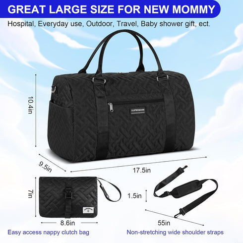 Mommy 2 Diaper Bag Tote: Bag, Baby Bag for Boy and Girl, Mom Hospital Bag, Twins or Kids Diapers Bag