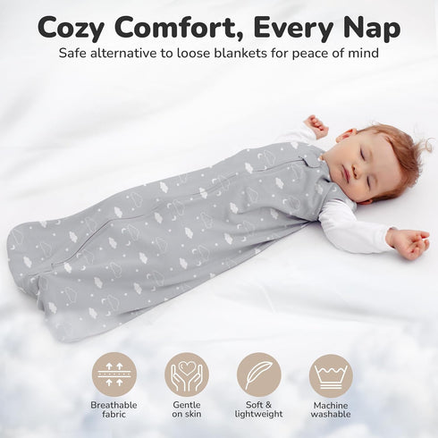 1.0 2-Pack, 0-6 Baby Sleep Sack TOG, Organic Cotton Baby Wearable Blanket with Two-Way Zipper, Swaddle Transition Baby