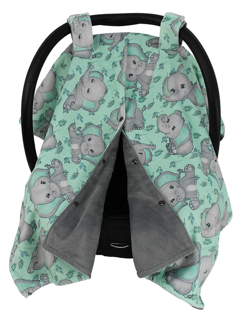 Dear Baby Gear Car Seat Canopy, Premium Infant Car Seat Cover, Breathable Canopy for Boys, Gray Elephants