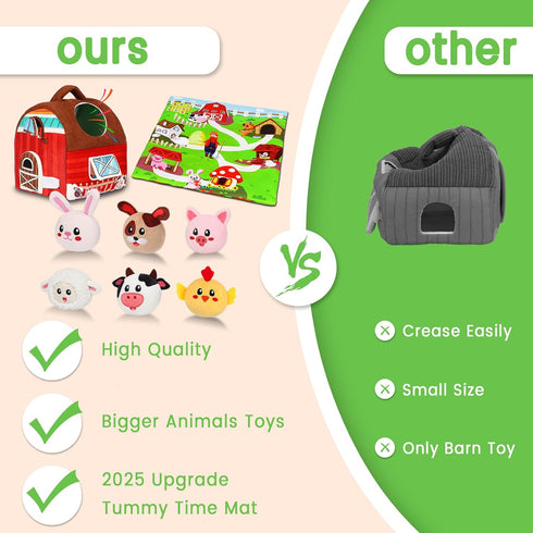 6-12 6 Avesa Baby Toys Months - Soft Barn Toy with Stuffed Farm Animals, Rattle - Montessori Toys for Babies Months Old