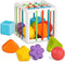 Montessori Toys for 1 Year Old, Cube Bin & 6 Sensory Shape Blocks, Developmental Infant Birthday Gifts for 12-18 Months