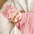 Set AQOKKA Newborn Receiving Blanket with Bow Hat Mittens Wheat-Pattern Newborns Toddler Baby Boy Girl Nursery Swaddle