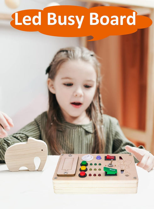 Busy Board Montessori Toys - Light Switch Preschool Learning Toys for 1 Year Old, Vehicle Theme