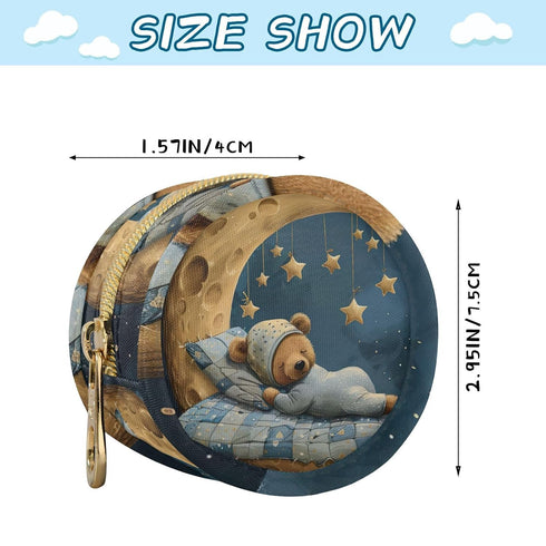 YETTASBIN Sleeping Bear Portable Pacifier Holder Case with Metal Hook Buckle & Zipper for Diaper Bag and Stroller