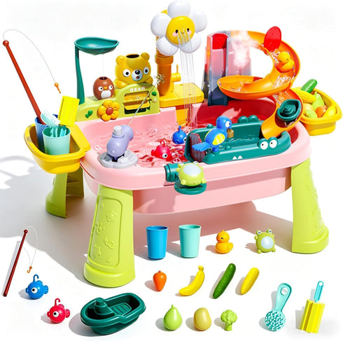 2026 Upgraded Pink Stand Water Table for Toddlers 1-3 - Outdoor Toys