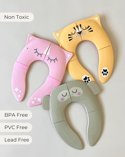 Hippypotamus Travel Potty Seat for Toddler - Folding Potty Training Seat - Portable Toilet Seat Cover for Baby & Kids