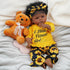 BABESIDE 3 Pcs Reborn Baby Doll Clothes for 17-22 Inch Dolls, Sunflower Baby Doll Outfit Accessories Set with Headband for Realistic Baby Dolls Girls