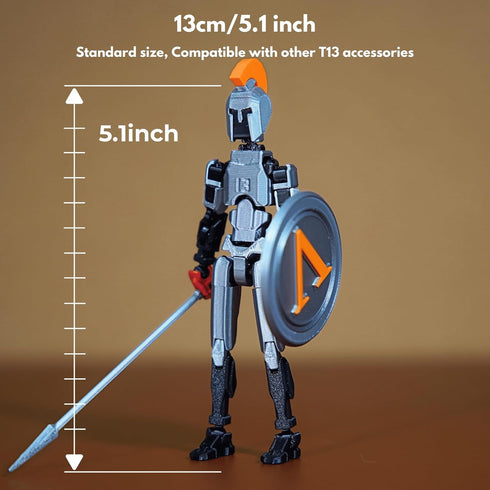 T13 (Dummy 13 13 3D Set Action Figure / Titan / Spartan Warrior) - Printed Poseable Robot with Accessories for Stop