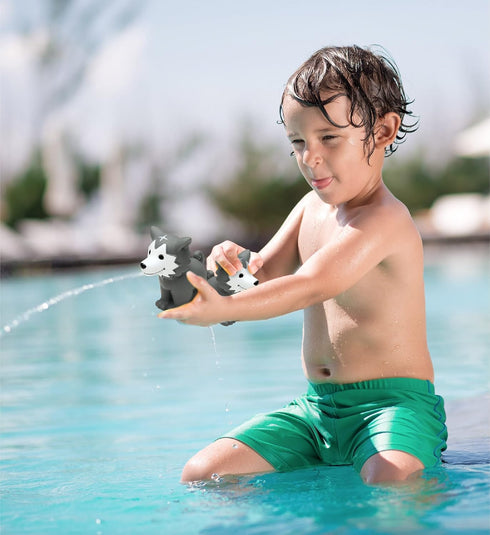 DolliBu Wolf Bath Buddy Squirter Floating Wolf Rubber Bath Toy, Fun Water Squirting Bathtime Play For Toddlers, Cute