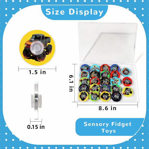 24Pack SCIONE Monster Truck Fidget Spinner Toys for Kids, Race Car Birthday Party Favors,Return Gifts,Goodie Bags