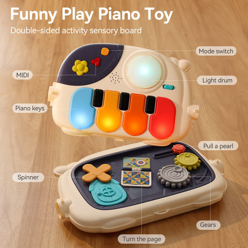 KidsMind Gym,4-in-1 Tummy 6-12 18 Baby Play Mat Kick and Play Piano Time Mat Learning Walker-Musical Activity Center