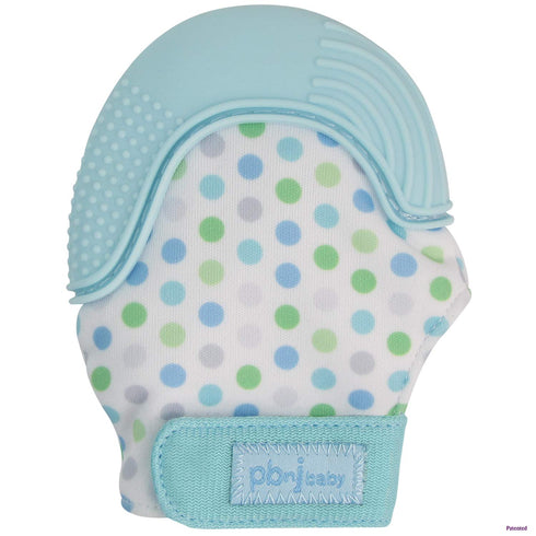 Silicone Infant Teething Mitten Teether Glove Toy (Blue Dot)