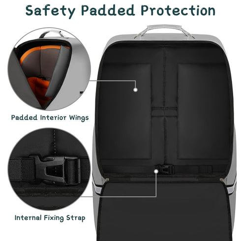 SINVICKO Backpack Car Seat Travel Bag,Padded Car Seats with Steel Cable Handle and Reflective Stripes, Large Durable