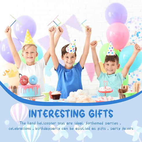 100 Pcs Flying Helicopter Toys Set - Hand Helicopter Party Favors for Kids Ages 4-8, Summer Outdoor Activities