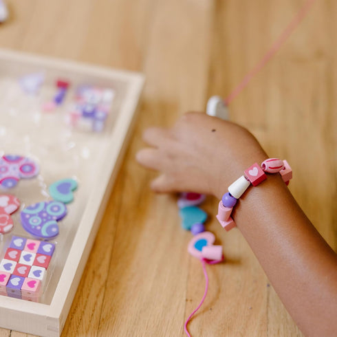 Melissa & Doug Created by Me! Heart Beads Wooden Bead Kit, 120+ Beads and 5 Cords