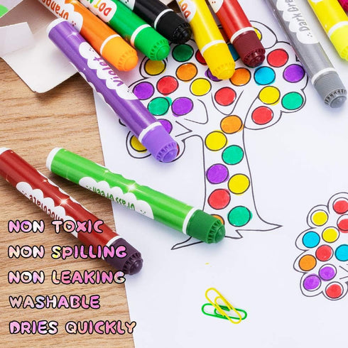 Dot Markers, Washable Dot Markers for Kids, 24 Colors Bingo Paint Daubers Marker Kit with Free Activity Book