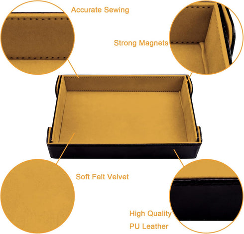SIQUK Magnetic Folding Dice Tray Rectangle Dice Rolling Tray PU Leather Trays Foldable Holder Rolling Mat Storage Box